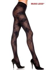 Collant con ricami traforati e rombi.