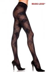 Collant con ricami traforati e rombi.