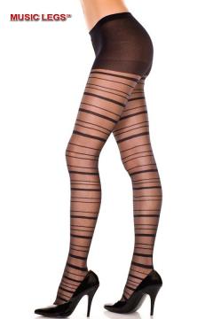 Music leg: sheer horizontal striped pantyhose.