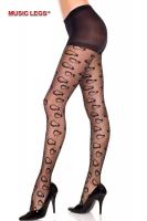 Collant velato con cuori disegnati.