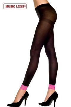 Pantacollant nero con bordi in pizzo fucsia.