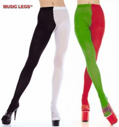Music Legs: opaque jester tights two tone.