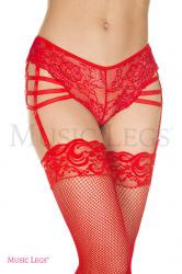 Slip reggicalze in pizzo con stringhe elastiche. Rosso