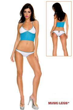 Completino intimo top con fascia traforata e slip.