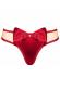 Tanga rosso con fiocco e tulle color pelle.