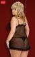 Babydoll in tulle con merletti e perizoma Kaya nero