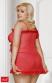 Babydoll in tulle con merletti e perizoma Kaya rosso