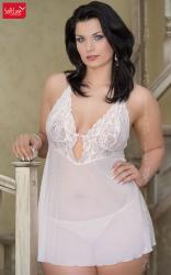 Chemise e perizoma Holly bianco. Plus Size