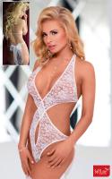 Body in pizzo con incrocio. Bianco