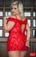 Chemise e perizoma Veronica. Rosso. Plus Size
