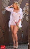 Chemise e perizoma Laura Plus Size. Bianco