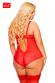Body AMANDA in tulle e pizzo con stringhe incrociate. Rosso. Plus siz