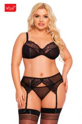 Intimo 3 pezzi in tulle con pizzo. Plus Size