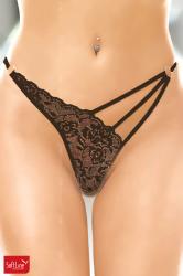 Tanga con taglio asimmetrico. Nero.