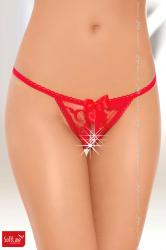 Tanga aperto in pizzo con fiocco. Rosso