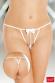 Tanga aperto stringato con fiocco e perle. Nero - Bianco