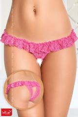 Slip in pizzo aperti al cavallo. Rosa.