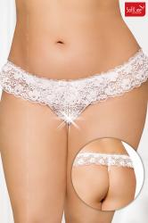 Perizoma in pizzo con fiocco e strass. Bianco