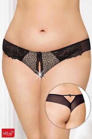 Tanga in microrete e pizzo - maculato.