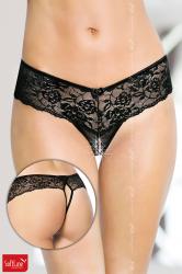 Tanga in pizzo. Nero.