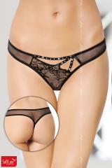 Slip con taglio asimmetrico e strass. Nero.