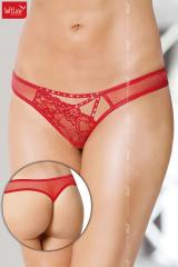 Slip con taglio asimmetrico e strass. Rosso.