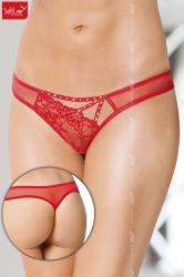 Slip con taglio asimmetrico e strass. Rosso.