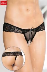 Tanga nero con volants e fiocchetto