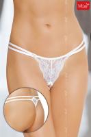 Tanga in pizzo con doppio fianchetto. Bianco.