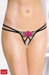 Slip aperto con rosa ricamata.