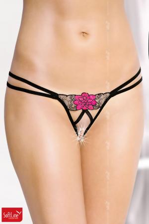 Slip aperto con rosa ricamata.