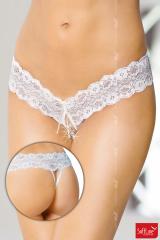 Tanga in pizzo con fiocchetto. Bianco