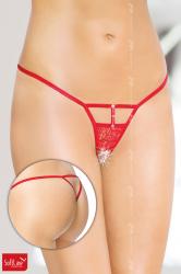 Tanga aperto con pizzo e strass. Rosso