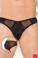 Slip neri con inserti in Lycra.