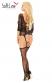 Merve - Catsuit in pizzo con scollatura anteriore e posteriore.