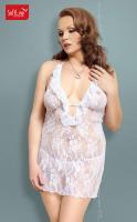 Carmen - Chemise in pizzo con perizoma. Bianco