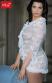Emilie - Vestaglia corta in pizzo floreale. Bianco