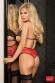 Body aperto in pizzo rosso e tulle.