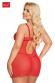 Chemise ALDONA in tulle e pizzo. Rosso. Plus size