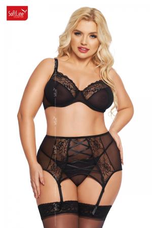Intimo 3 pezzi DOLORES in tulle e pizzo. Plus Size