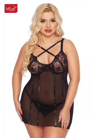 Chemise CORNELIA in tulle e pizzo. Plus size