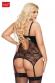 Guepiere JESSICA in pizzo e tessuto lucido. Plus size