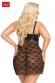 Mini abito MARION in pizzo e tessuto lucido. Nero. Plus size