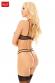 Kristi - Intimo 2 pz in pizzo e tulle con stringhe decorative. Nero