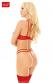 Kristi - Intimo 2 pz in pizzo e tulle con stringhe decorative. Rosso