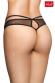 Tanga nero in pizzo e tulle con aperture.