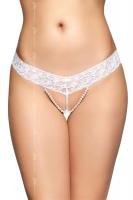 Tanga bianco in pizzo con fila di perle.