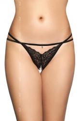 Tanga in pizzo con doppio fianchetto e strass.
