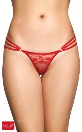 Tanga rosso in pizzo con 3 fianchetti.