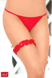 Giarrettiera in tulle e raso. Colore rosso.